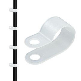 Waziaqoc 200 Pcs 1/2 Inch Rope Light Clips, Nylon R-Style Mounting Clips, Cable Clip Wire Clamps for Wire Management, Outside String Lights