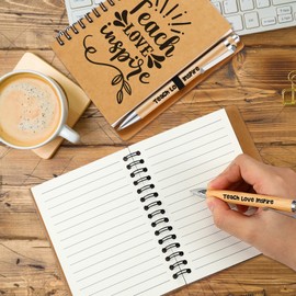 Dianelhall 2 Pcs Teacher Appreciation Gift Thank You Gift for Teacher Teach Love Inspire Notebook Ballpoint Pen Kraft Lined Notepad Gift for Teacher Coworker