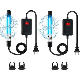 2 Pack 7W 8 Inch Aquarium UV Light for 20-100 Gallon Fish Tank Aquarium Light