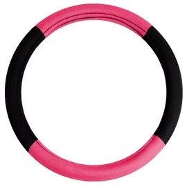 FH Group Universal Fit Modernistic and Seat Belt Pads Combo Set Steering Wheel Cover Fits Most Cars, SUVs Pink