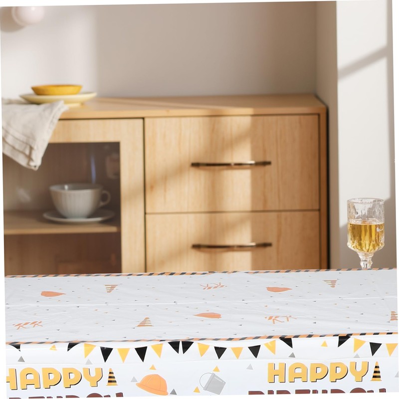 CAXUSD Birthday Party Tablecloth Construction Vehicle Theme Waterproof Plastic Table