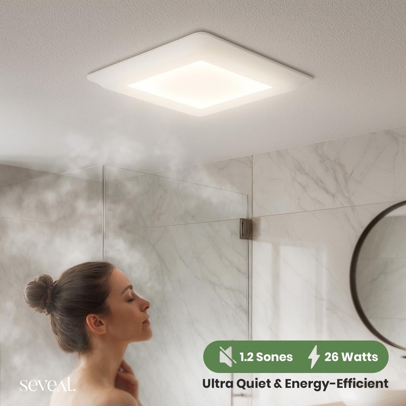 Seveat Bathroom Exhaust Fan with Light – 1000 Lumens, Dimmable,