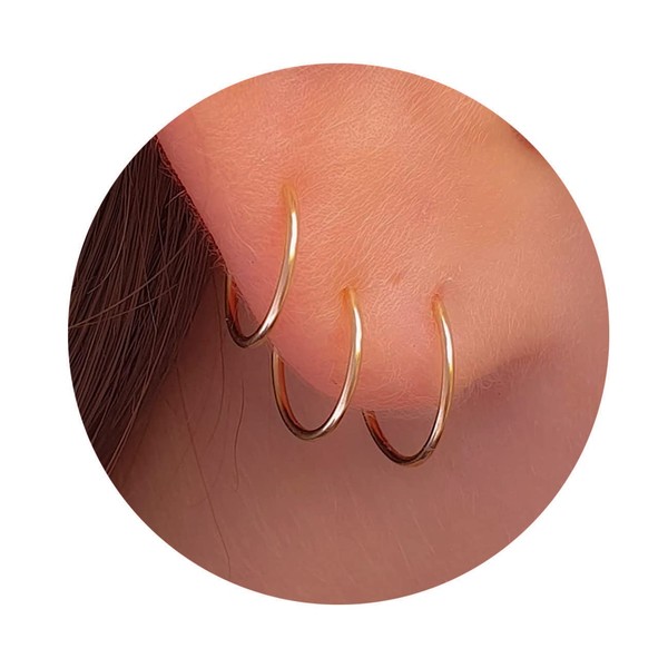 Set of 3 Gold Hoop Earrings - Small 14k Gold