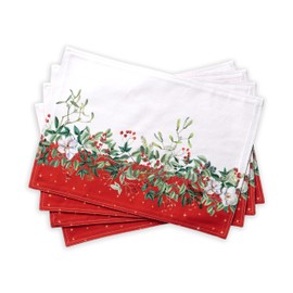 Maison d' Hermine Noel 100% Cotton Set of 4 Placemats for Dining Table Kitchen Wedding Everyday Use Dinner Parties Thanksgiving/Christmas (33cm x 48cm)