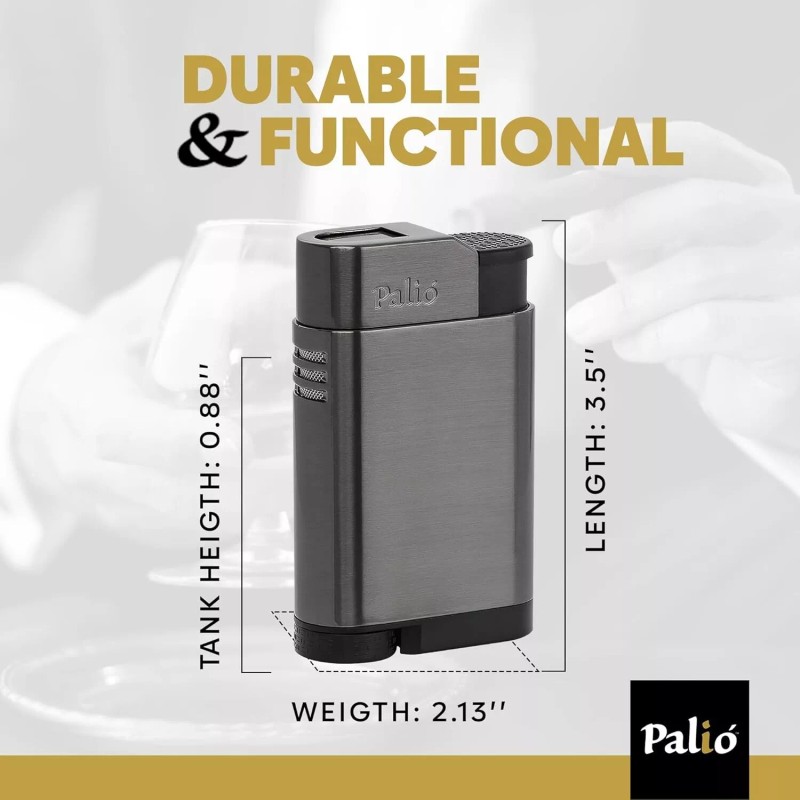 Palio Ballista Jet-Flame Cigar Lighter, Cigar Smoking Reliable Flame, Gunmetal