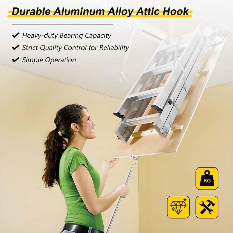 Attic Pull Down Hook System Kit - Heavy Duty Ladder