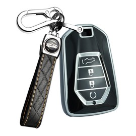 ontto TPU Car Key fob Cover Fit for Isuzu New MU-X X Series DMAX D-Max X-Terrain Pickup 2020 2021 2022 2023 Key Case Shell Holder Bag Keychain Keyring Protector Accessories 4 Buttons Black