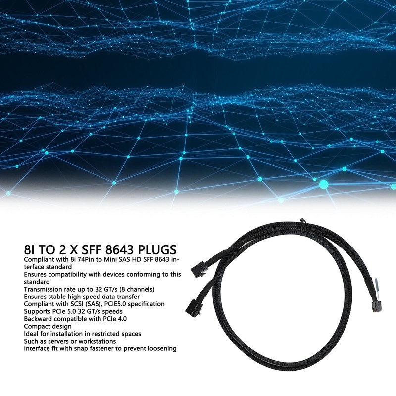 8i to 2 SFF 8643 Cable PCIe 5.0 32GT/s for