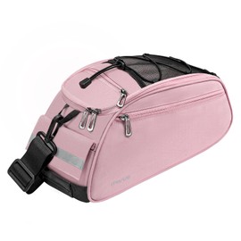 MOSISO Bike Rack Bag, Waterproof Bicycle Trunk Pannier Rear Seat Pouch Cycling Bike Carrier Backseat Storage Luggage Saddle Shoulder Bag, Pink