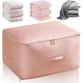Ultra Space Saving Self Compression Organizer, Portable Storage Tote for Space Saving, 2024 New Ultra Space Saving Self Compression Organizer for Comforters, Clothes, Blankets (Pink)