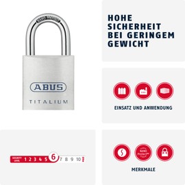 ABUS 80ti/40 40mm Titalium Padlock Keyed KA8012