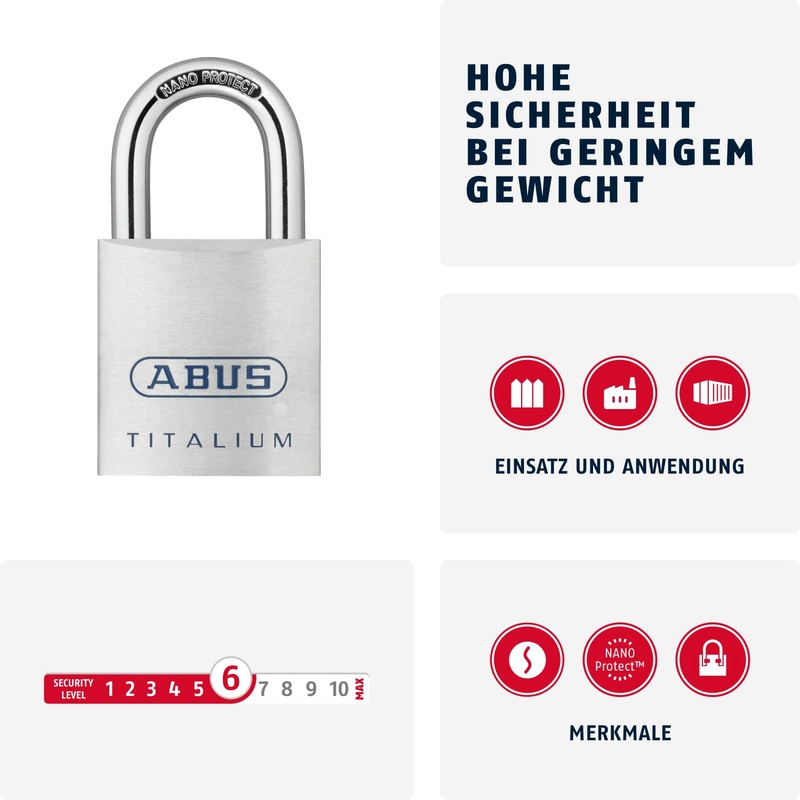 ABUS 80ti/40 40mm Titalium Padlock Keyed KA8012