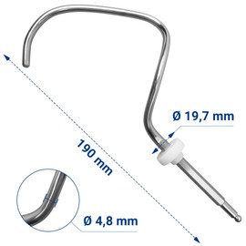 VIOKS Set of dough deflector and dough hook replacement for Bosch 00619166 00080060 - dough hook scraper with kneading nozzle for food processor ProfiMixx 44 46 47 / Bosch MUM4 and MUM5