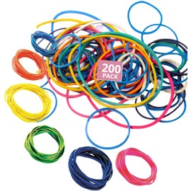1InTheOffice Colored Rubber Bands, Assorted Rubber Bands Size 54, 1/4 Lb. Resealable Bag, 200/Pack