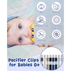 Babygoal Neutral Pacifier Clips, 8 Pack Binky Paci Holder Clips for Baby Boys and Girls Fits for Most Pacifier, Binkie Styles & Baby Teethers & Toys and Gift 8MP45-B