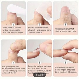 24 Pcs Glossy Toe Nails Press On Nails False Nails French Style Feet Fake Nails Heart Pattern Artifical Reusable With Jelly Tabs