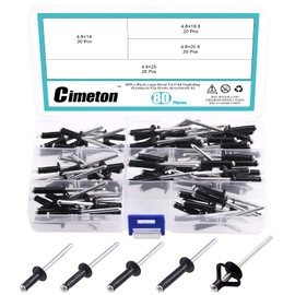 Cimeton 80Pcs 3/16" Long Grip Tri-Grip Rivets Tri-Fold Tri Bulb Long Pop Mounting Rivet Kit for Kayak and Boat Accessories