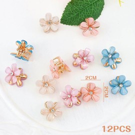 CHANJIF Hair Clips, Mini Flowers, Set of 12, Bangs Clips, Cute, Hair Ornaments, Rapunzel Style, Hair Accessories, Hair Clips, For Adults, Kids, Weddings, Parties, Birthdays