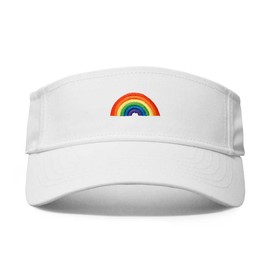 DALIX Rainbow Embroidered Visor Hat Adjustable Cotton Men Women Classic in White