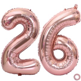 Juland Rose Gold Number Balloons Large Foil Mylar Balloons 40 Inch Giant Jumbo Number Balloons XXL for Birthday Party Decorations - 26