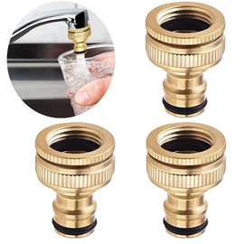 Uni-Fine 3 Pieces 1/2 Inch & 3/4 Inch 2-in-1 Garden Hose Quick Connector Brass Quick Hose End Connector Garden Hose Nozzle Connect Kit for Kitchen Garden Outdoor Hose Pipe Tool