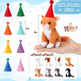 HyDren 33 Pcs Adopt Party Favors Include Adoption Sign Animal Adoption Plush Certificate Pet Stuffed Birthday Hats Paper Boxes White for Adopt an Animal(8 Cat)