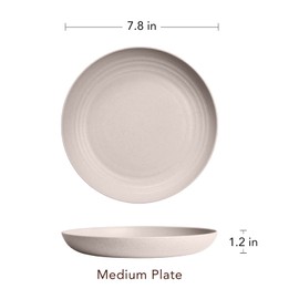 Platos de paja de trigo livianos e irrompibles, paquete de 4 platos y platos degradables, no tóxicos, aptos para lavaplatos y microondas, sin BPA y saludables para niños y adultos (7.87 pulgadas), Mediano, 7.87''