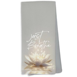 KTYHD Just Breathe Lotus Flower - Toallas de cocina Zen de loto para cocina, inspiradoras toallas de mano decorativas motivacionales para platos de baño y toallas de plato