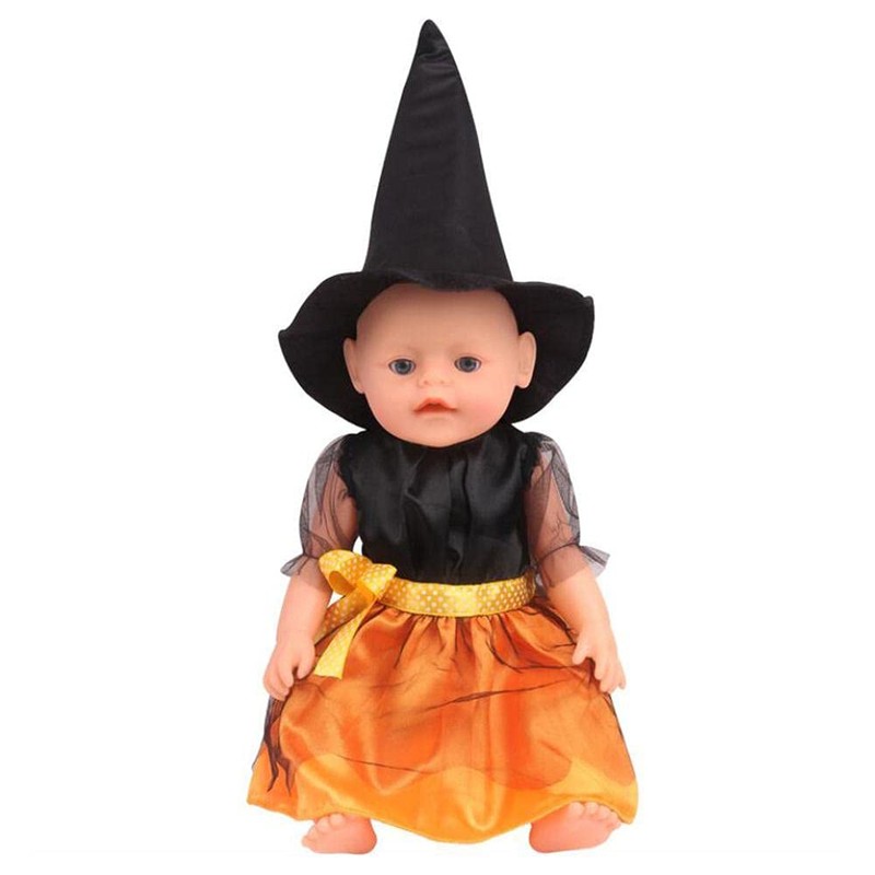 DUORUIMI Doll Clothes Halloween Witch Dress with Hat for American