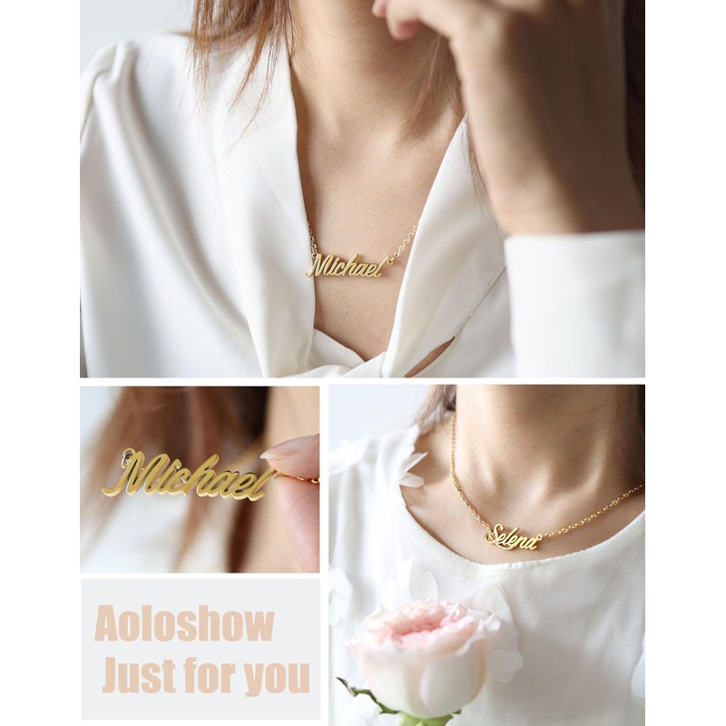 Jenny Pendant Name Necklace 18k Gold Plated Stainless Steel Script