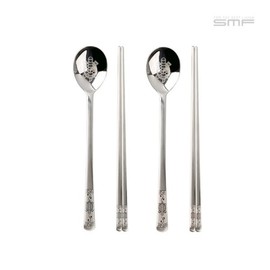 Sammi Longevity Turtle Laser Couple Cutlery Set 2P / Korean Cutlery Set / 삼미 장수거북 레이저 부부수저세트 2P  한식 수저세트