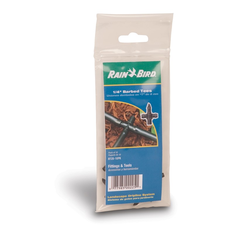 Rain Bird BT25/10PS Drip Irrigation Universal 1/4" Barbed Tee Fitting,
