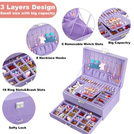 Jewelry Boxes for Women Violet Velvet Jewelry Organizer with Lock,Teen Jewelry Organizers and Storage Earring and Necklace Holder Organizer Box Womens Jewelry Box for Necklaces Earrings Rings Bracelet