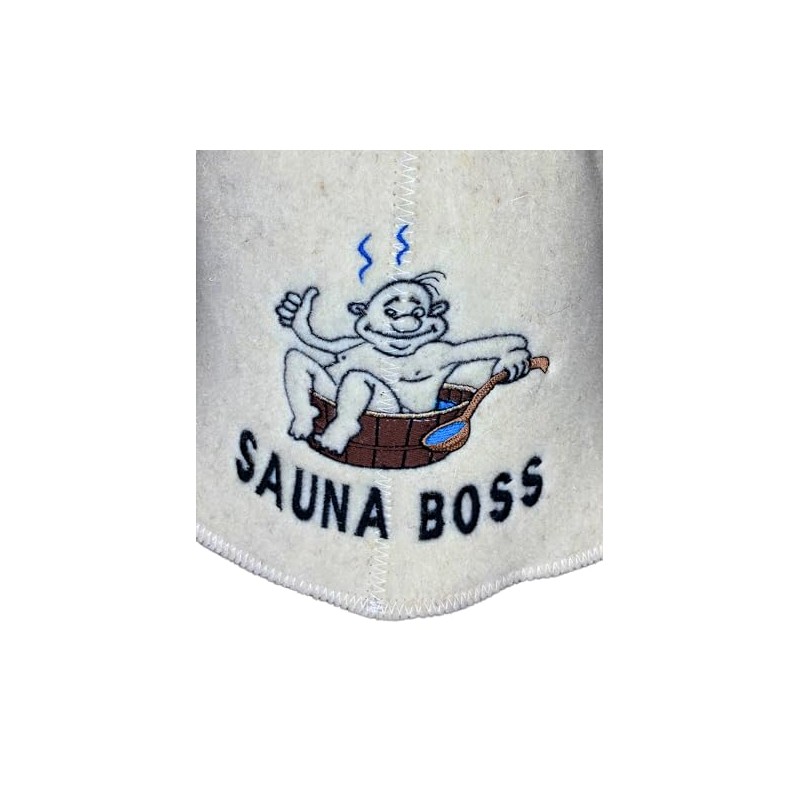 Sauna Hat 100% Wool Felt Embroidered Funny Logo "Sauna Boss"
