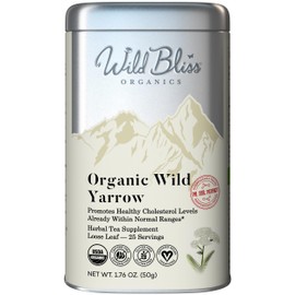 Wild Bliss Organic Yarrow Tea - Caffeine Free Loose Leaf Herbal Tea - Pharmacopoeia Potency - 1.76 Ounces - 25 Servings