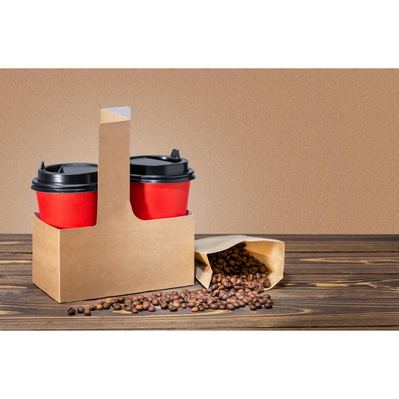 2 Cup Kraft Cardboard Beverage Carrier (Pack of 10) -