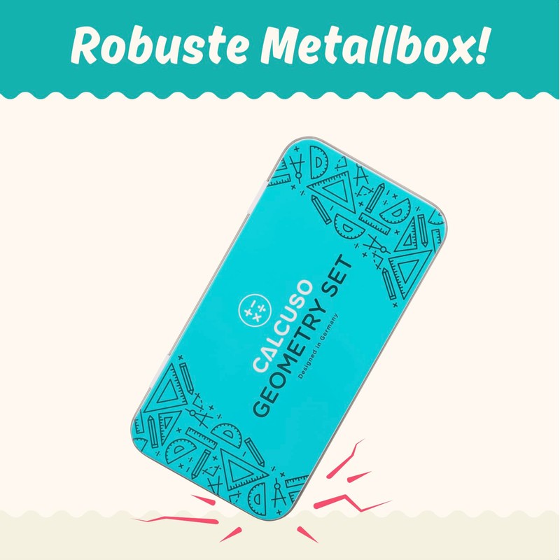 CALCUSO Compass Set Geometry Set 12-piece with Compass, Set Square,