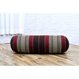 Leewadee Yoga Bolster - Standard Size – Large Meditation Cushion, Tube Pillow for Comfortable Reading, Pilates Equipment, Kapok Filling, 24 x 10 x 10 inches, Brown Red