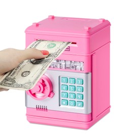 Subao Piggy Bank Kids Toys for 8-12 Year Old Girl Gifts Electronic Mini ATM Money Box for Real Money Auto Scroll Cash Coin Bank Ideal Birthday Xmas Gifts for 3 4 5 6 7 Year Old Girls,Boys Pink