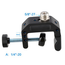 CAMVATE C-Shape Clamp with 1/4 x 12 Screw Holes & 3/8 Screw 1/4 Conversion, 5/8 Included, RED Application