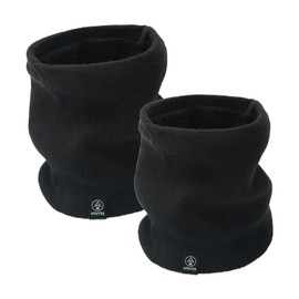 yoofun Snoods for Men, Fleece Neck Warmer Men, Thick Winter Cold Weather Knitted Circle Scarf for Cycling Motocycle Sports (24x22cm, Black*2)