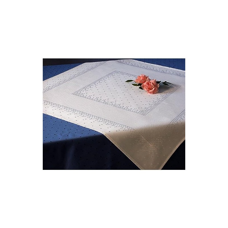 Hofer Yucca 661111 Damask Tablecloth with Aida Edge for Cross