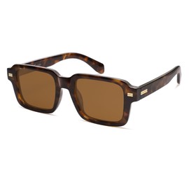 SOJOS Retro Square Polarized Sunglasses for Women Men 70s 80s Vintage Rectangle UV400 Sunnies SJ2345, Brown tortoise/Brown