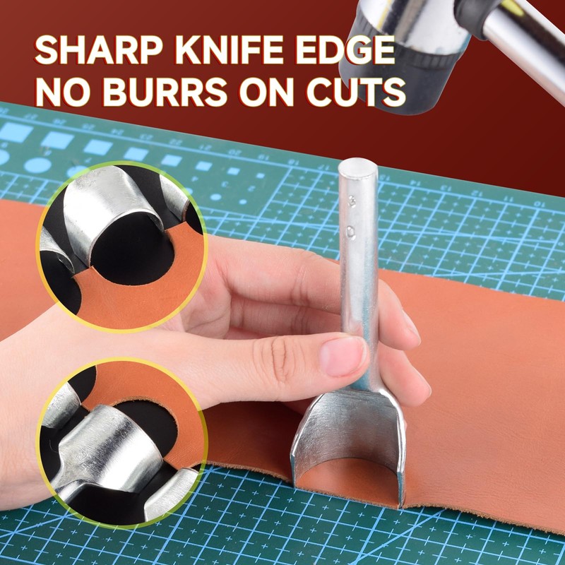 Leather Craft Tools - Juego de punzones de medio redondo,