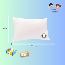 GM Baby Bed Pillow 45 x 75 cm Breathable Baby Bed Pillow Anti-Allergic with 100% Italian Cotton Cover, Hypoallergenic Anti-Dust Mite Baby Pillow Made in Italy