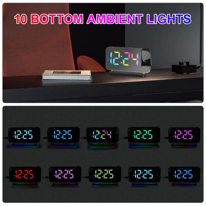 Cabilock Projection Alarm Clock for Bedroom Ceiling, 180° Rotatable Time