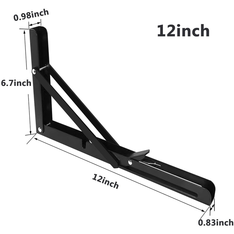 2 Pack 12 Inch Folding Shelf Brackets, OBYFGILY Heavy Duty