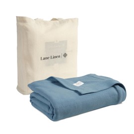 LANE LINEN Soft Cotton Blanket Queen Size 90"x90" – Lightweight Cooling & Warm Blanket for Bed, Perfect for Summer & Winter – Herringbone Weave, Oversized for Comfort – Light Blue