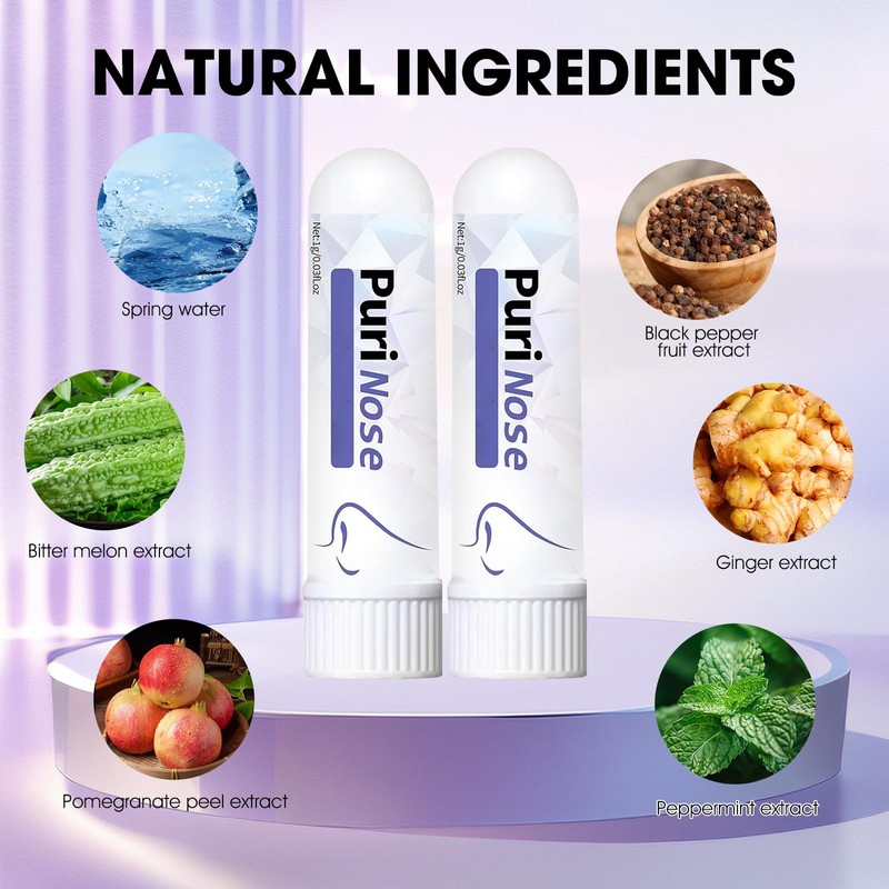 2Pc PuriNose Inhaler,Purinose Nasal Inhaler,2025 New Portable Nasal Suction Stick,Inhaler