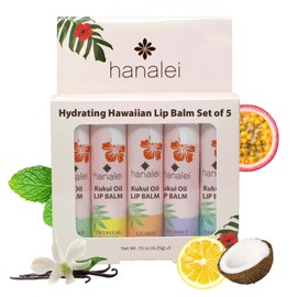 Hanalei Pack Variado De Bálsamos Y Humectantes Labiales(5 Tubos) Cuidado Hidratante Con Aceite De Kukui Natural Y Cera De Abeja  Calma, Repara Y...   